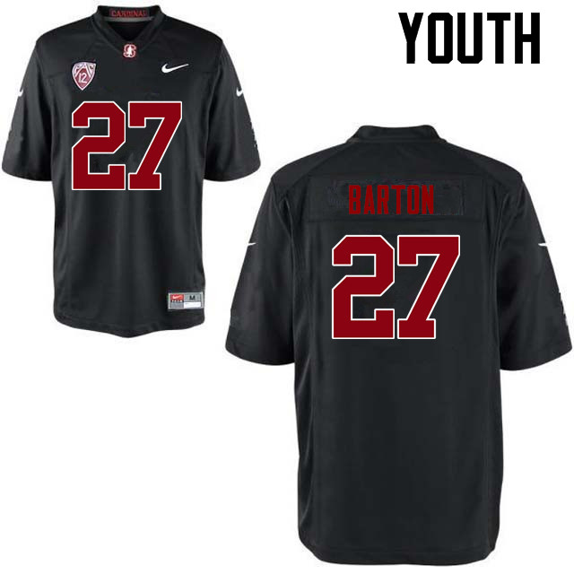 Youth Stanford Cardinal #27 Sean Barton College Football Jerseys Sale-Black - Click Image to Close